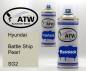 Preview: Hyundai, Battle Ship Pearl, SG2: 400ml Sprühdose + 400ml Klarlack - Set, von ATW Autoteile West.